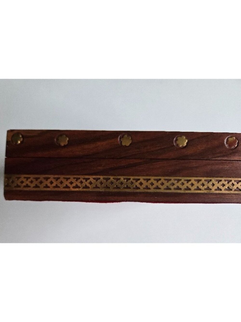 Handmade Indian Shisham Peacock's Lady Wood Trinket Box w/Red Fabric Lining - Picture 9 of 9